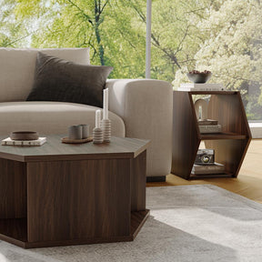 Mesa Lateral Hexagonal Multifuncional Yowos com Armazenamento Aberto - Liquidação - 9 restantes
