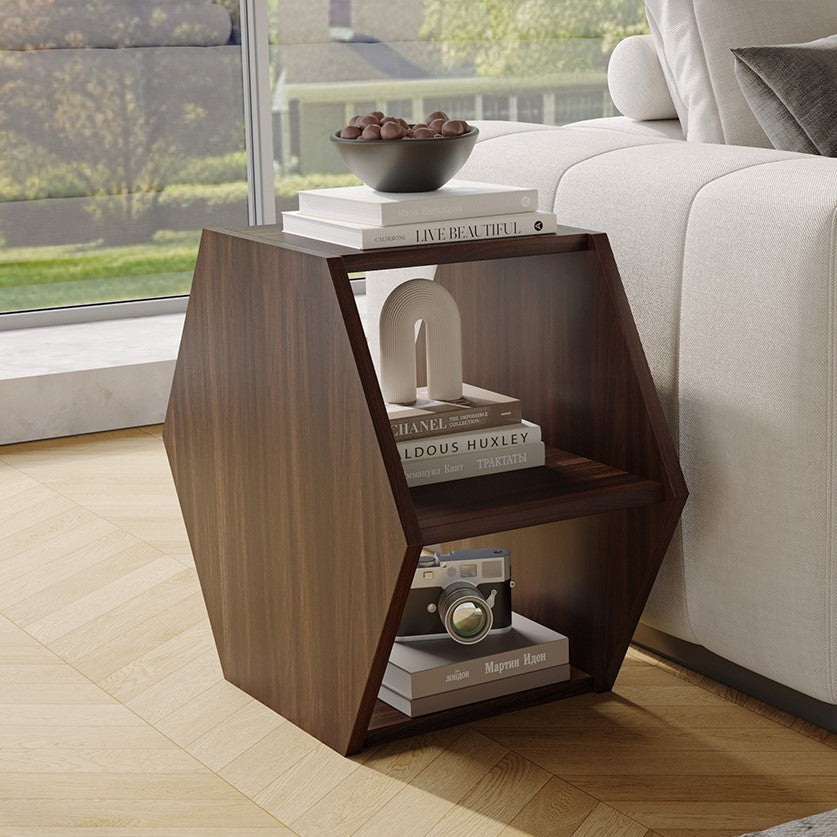 Mesa Lateral Hexagonal Multifuncional Yowos com Armazenamento Aberto - Liquidação - 9 restantes