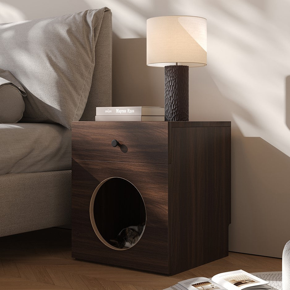 Mesa de cabeceira de madeira Yowos, casa para gatos - Liquidação - 7 unidades restantes