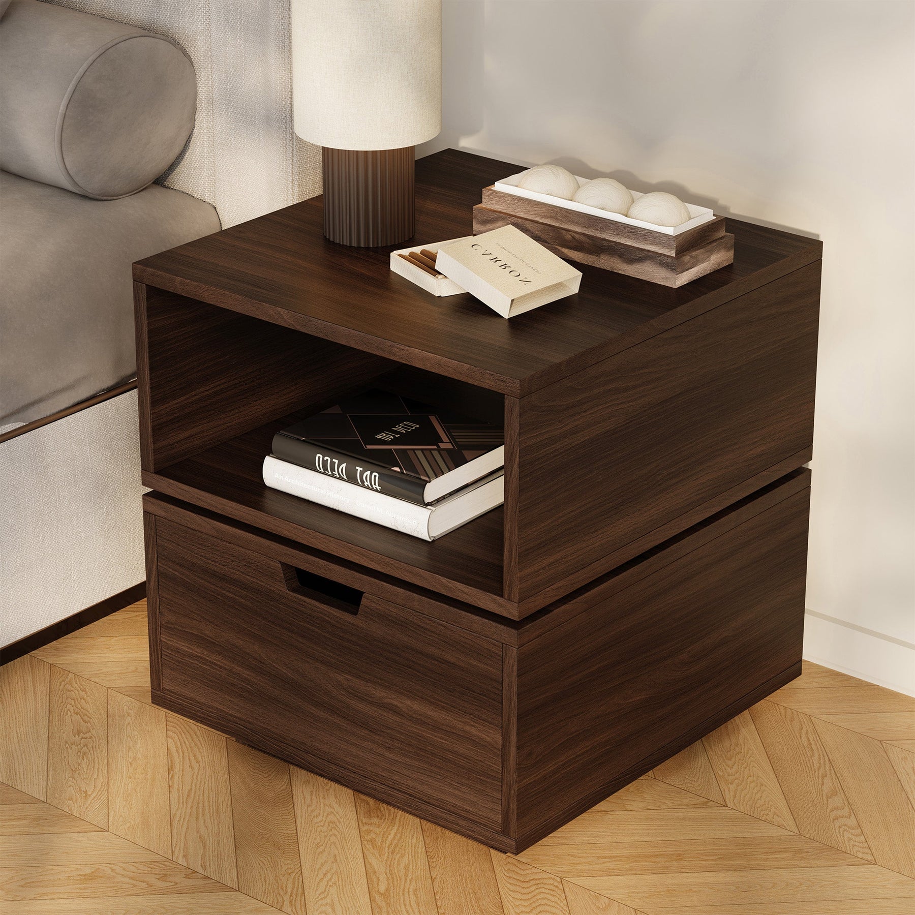 Mesa de cabeceira giratória quadrada de 2 níveis Yowos - Liquidação - 7 restantes